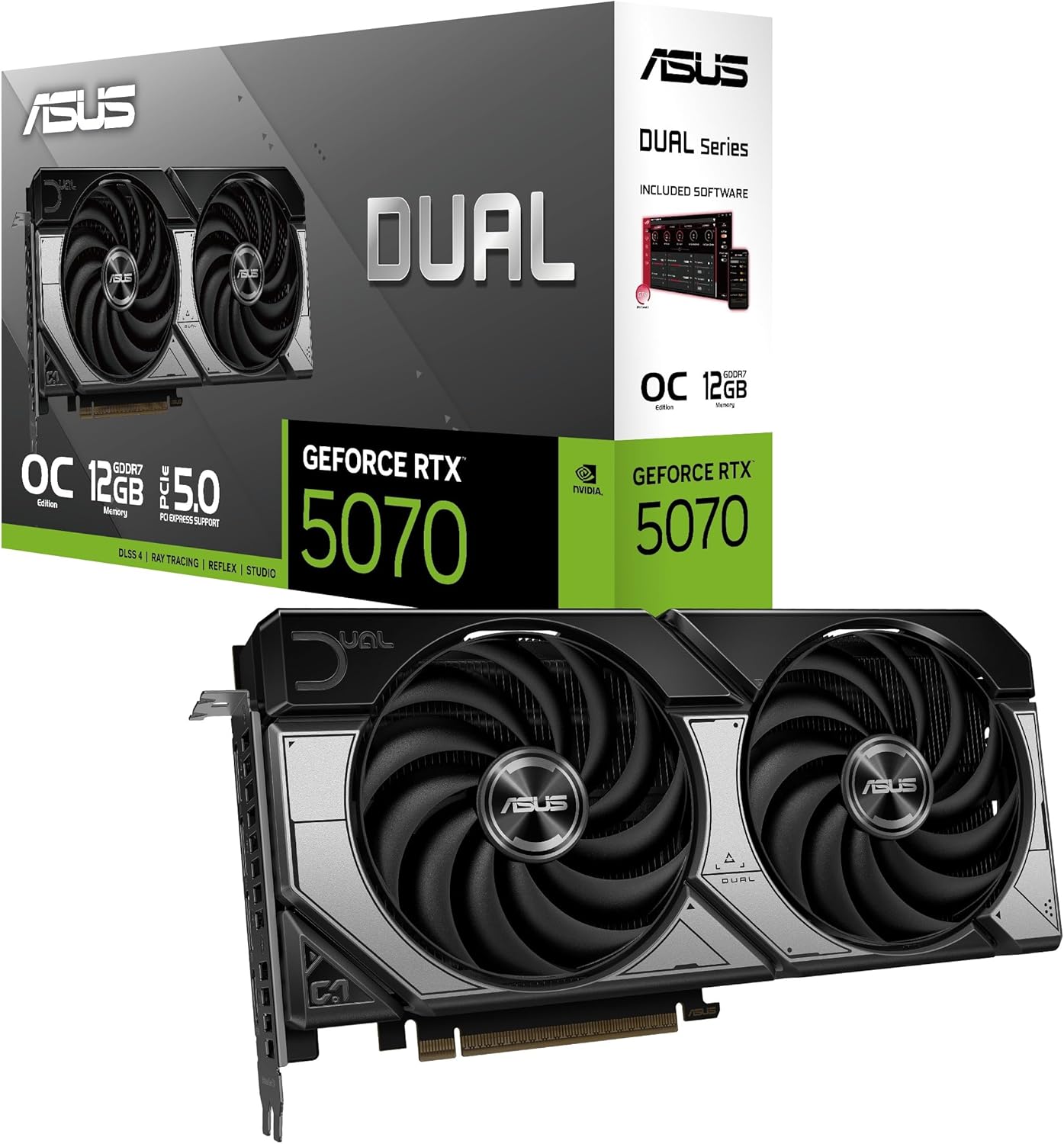 SCHEDA VIDEO PCI-EXPRESS ASUS DUAL RTX 5070, MEMORIA 12GB GDDR7, BUS 192 BIT, 3XDISPLAY PORTS E 1XHDMI